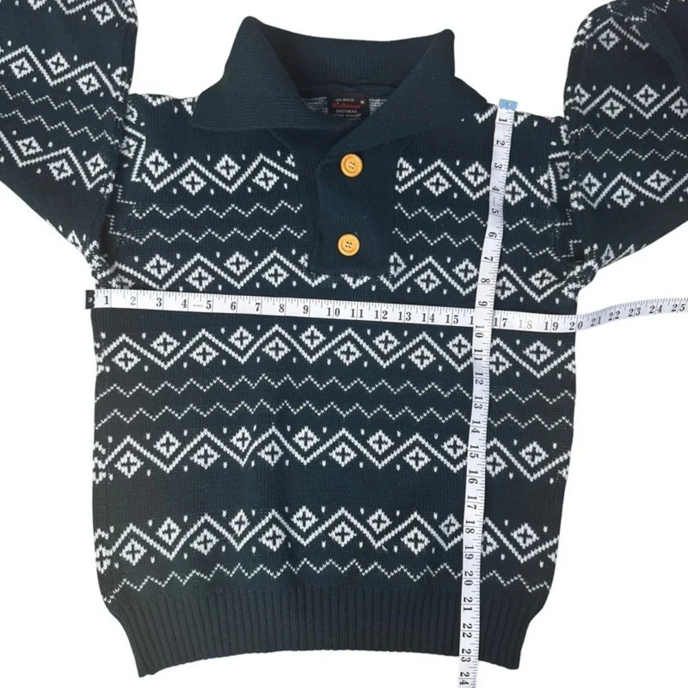 RICHMAN BROTHERS FAIR ISLE SHAWL COLLAR SWEATER  VINTAGE 60s 70s MEN'S MEDIUM - Picture 9 of 11